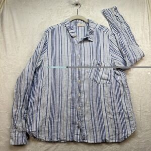 CP Shades Linen Shirt Blue White‎ Stripe Button Up Long Sleeve Casual Mens L
